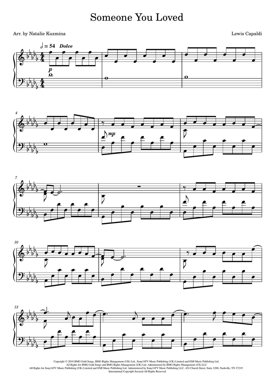 Someone You Loved Piano Solo scores gallery preview page 1