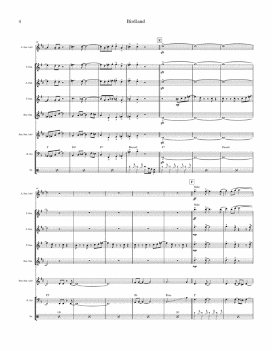 Birdland Saxophone Quartet scores gallery preview page 4