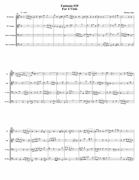 Fantasia #10 For 4 Viols - for Wind Quartet image number null