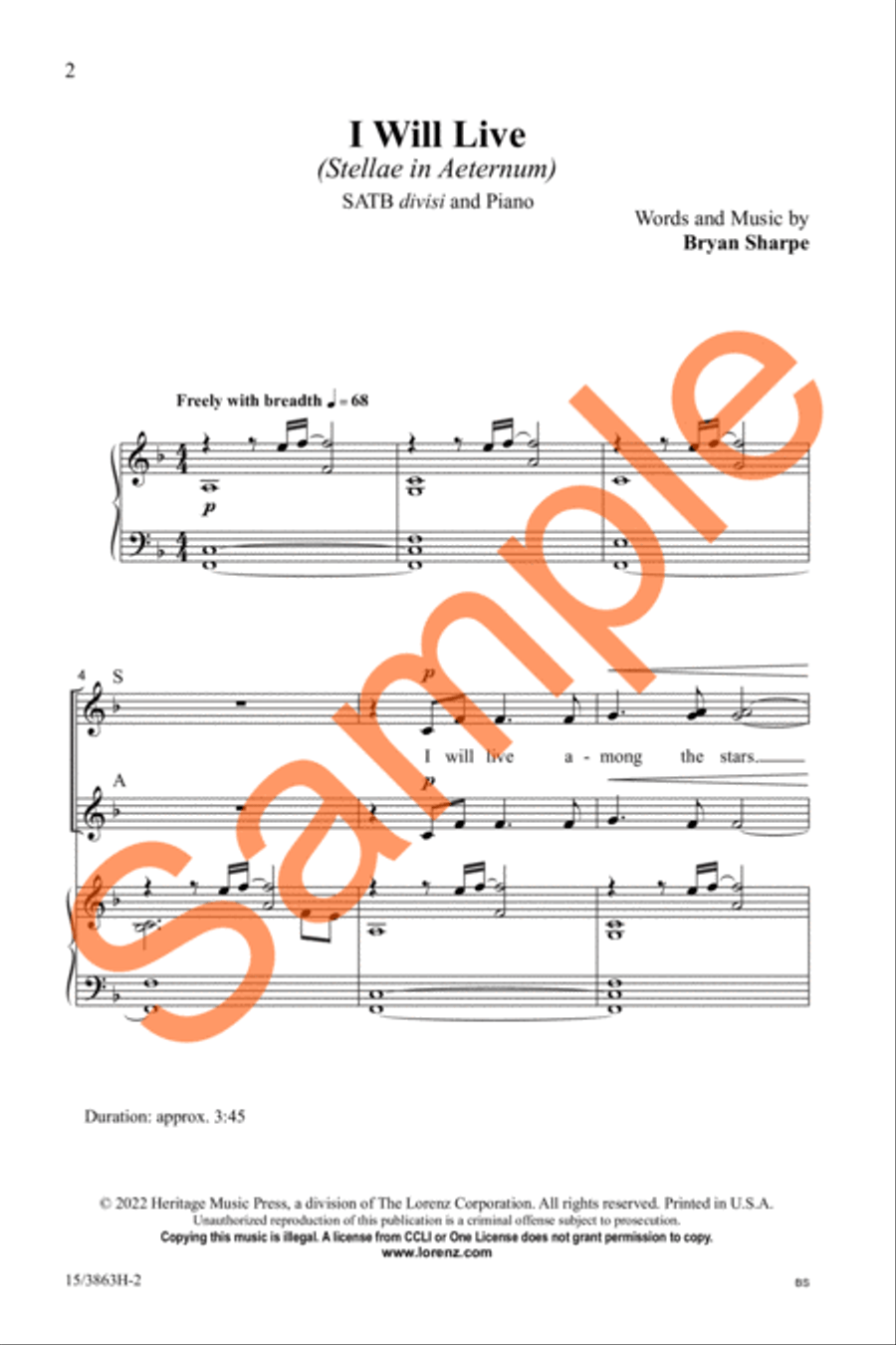 I Will Live (Stellae in Aeternum) Divisi scores gallery preview page 3