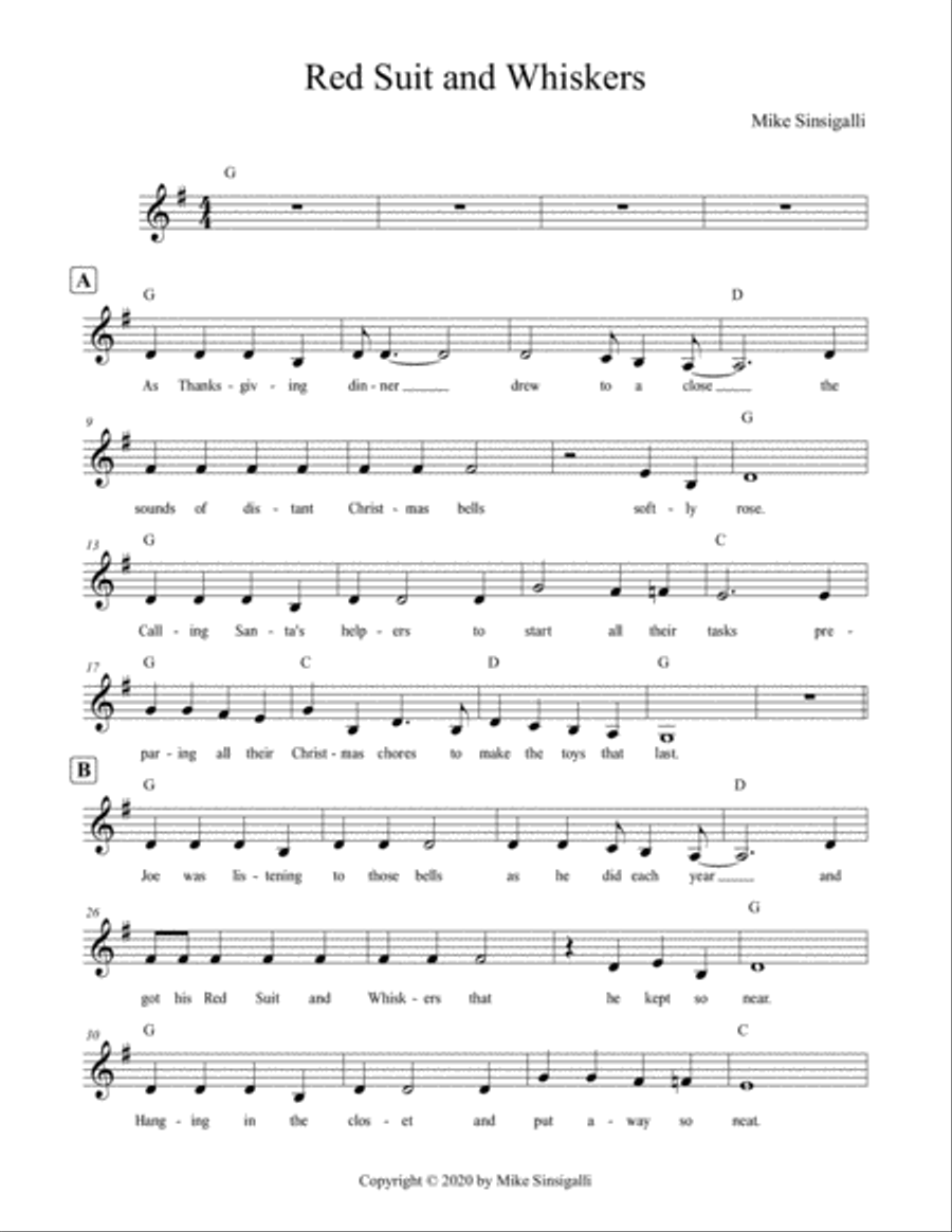 Red Suit and Whiskers Guitar scores gallery preview page 1
