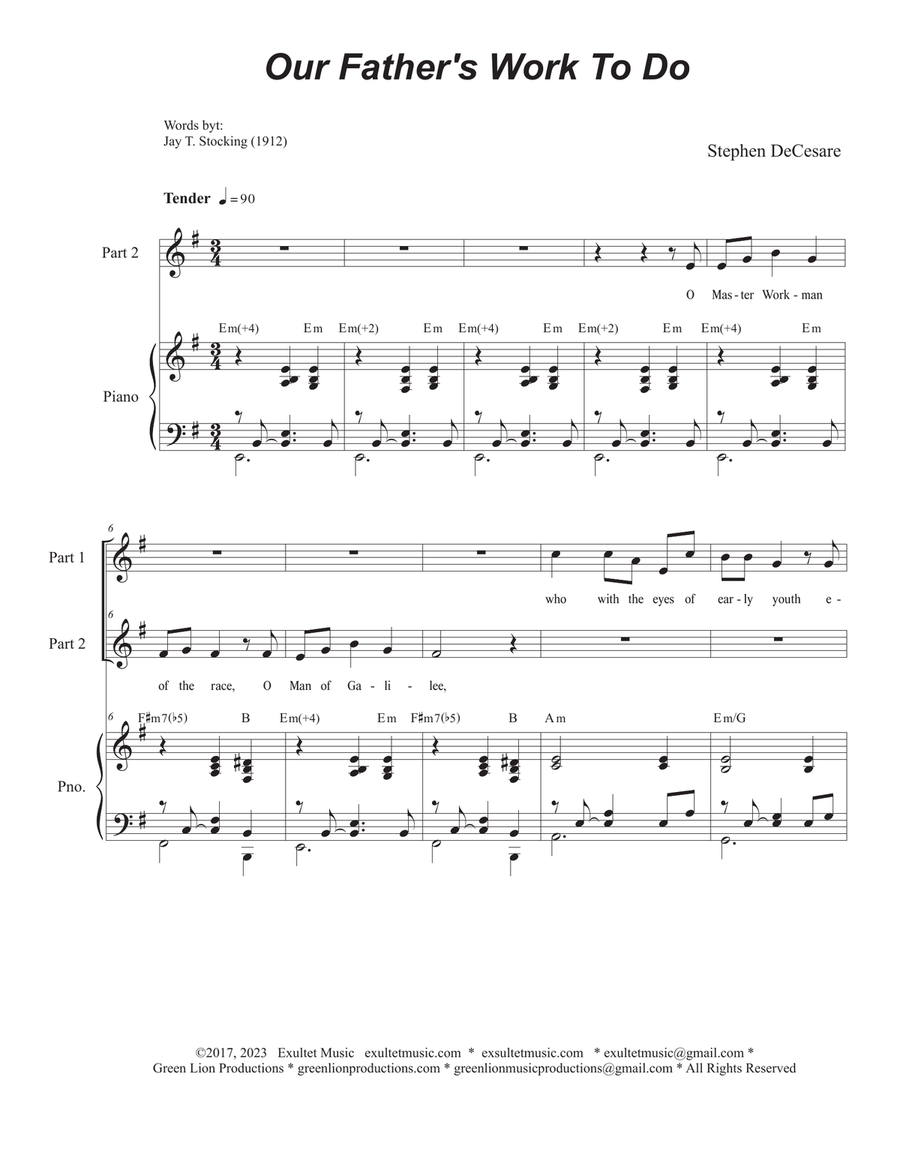 Our Father's Work To Do (2-part choir)