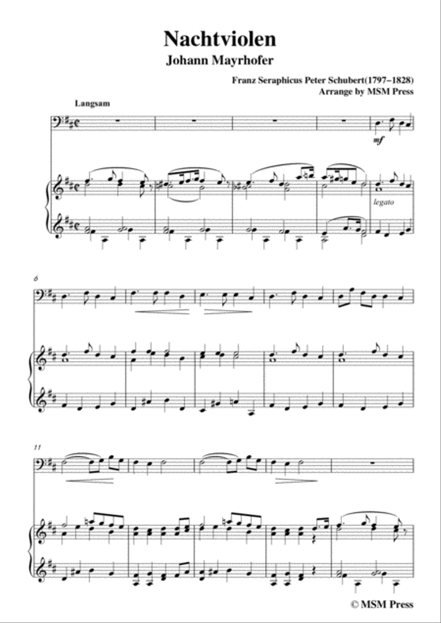 Schubert-Nachtviolen,for Cello and Piano Piano scores gallery preview page 3