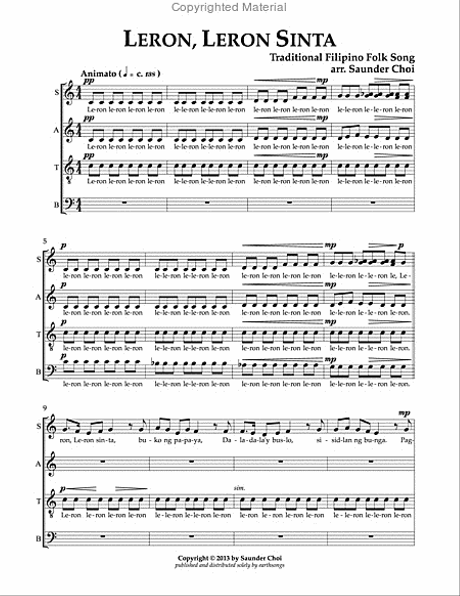 Leron, Leron Sinta 4-Part scores gallery preview page 2