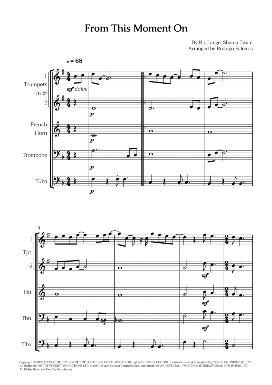 From This Moment On Brass Quintet scores gallery preview page 1