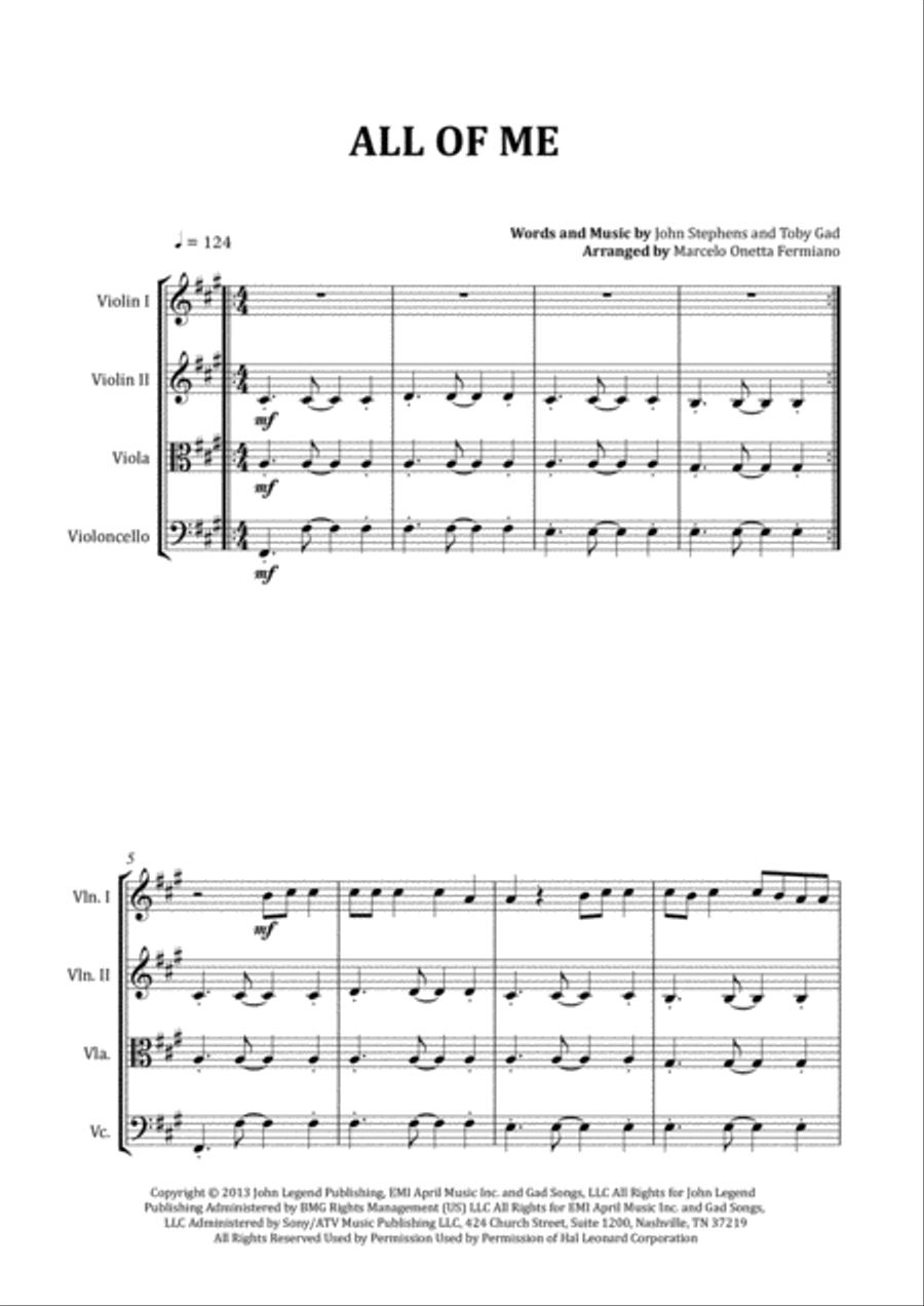 All Of Me String Quartet scores gallery preview page 4