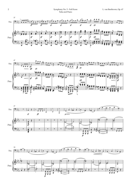 Symphony No. 5 by Beethoven for Tuba and Piano image number null