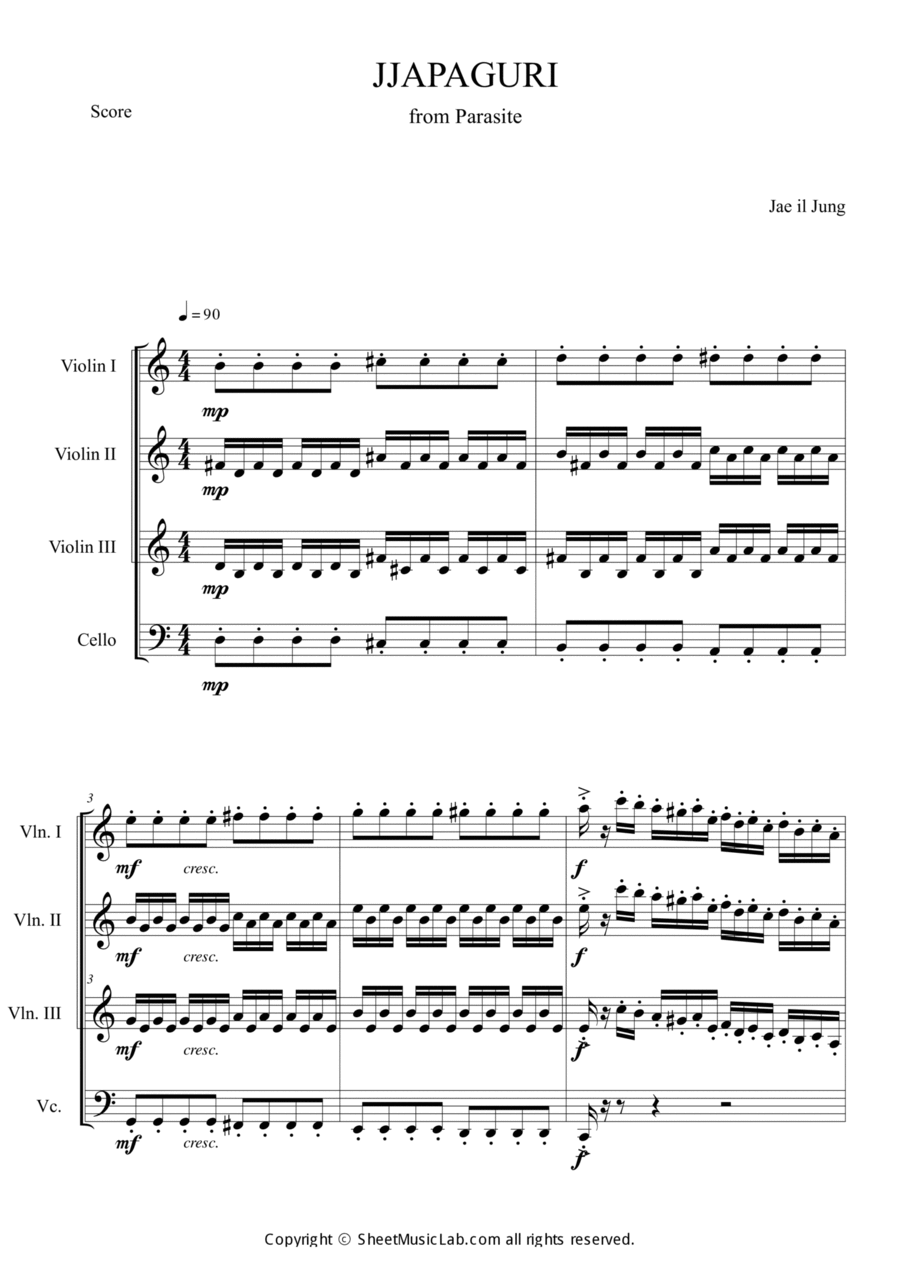 Zappaguri (Parasite OST) Zappaguri (Parasite OST) String Quartet scores gallery preview page 1