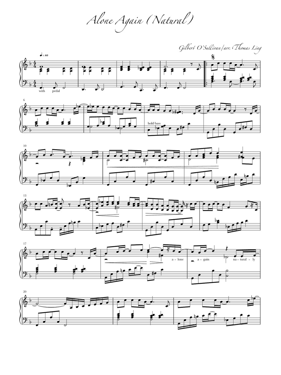 Alone Again (naturally) Piano Solo scores gallery preview page 1