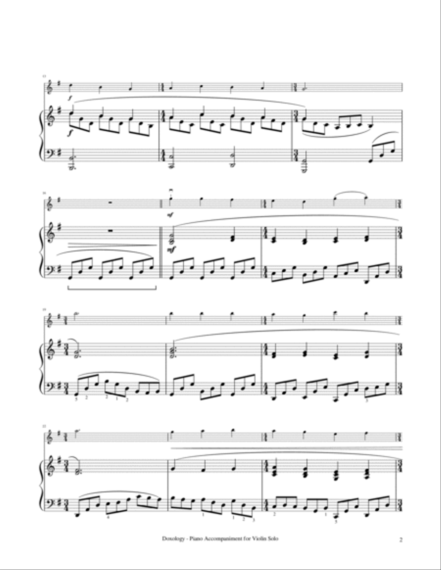 Doxology - Violin Solo with Piano Accompaniment Violin Solo scores gallery preview page 3