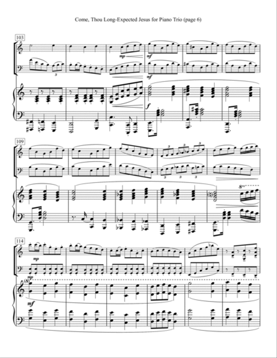 Come, Thou Long-Expected Jesus for Piano Trio Piano Trio scores gallery preview page 6