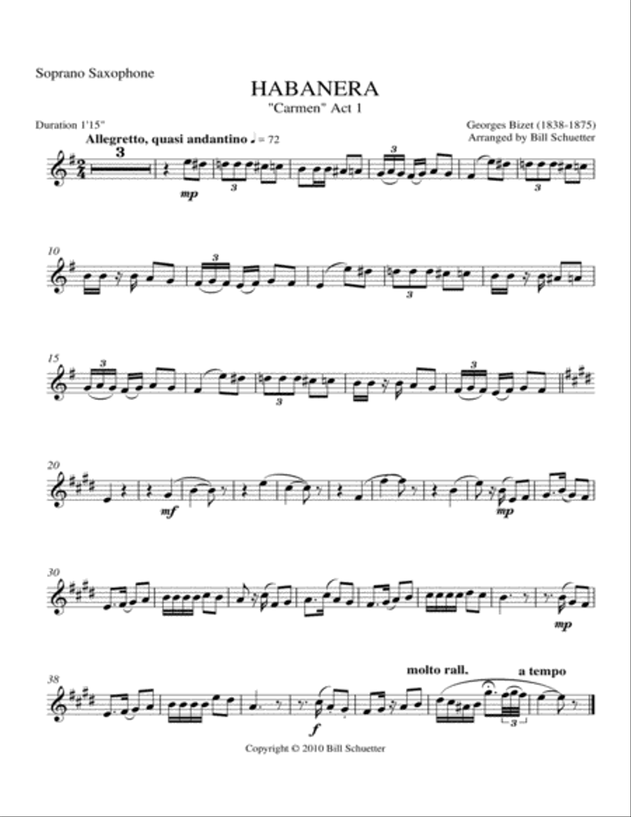 Habanera from Carmen Habanera from Carmen Saxophone Quartet scores gallery preview page 3