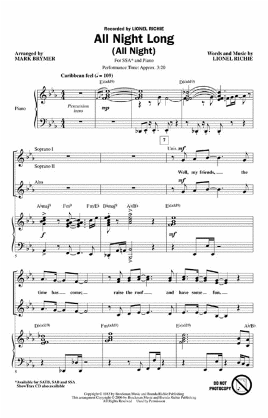 All Night Long (All Night) SSA scores gallery preview page 2