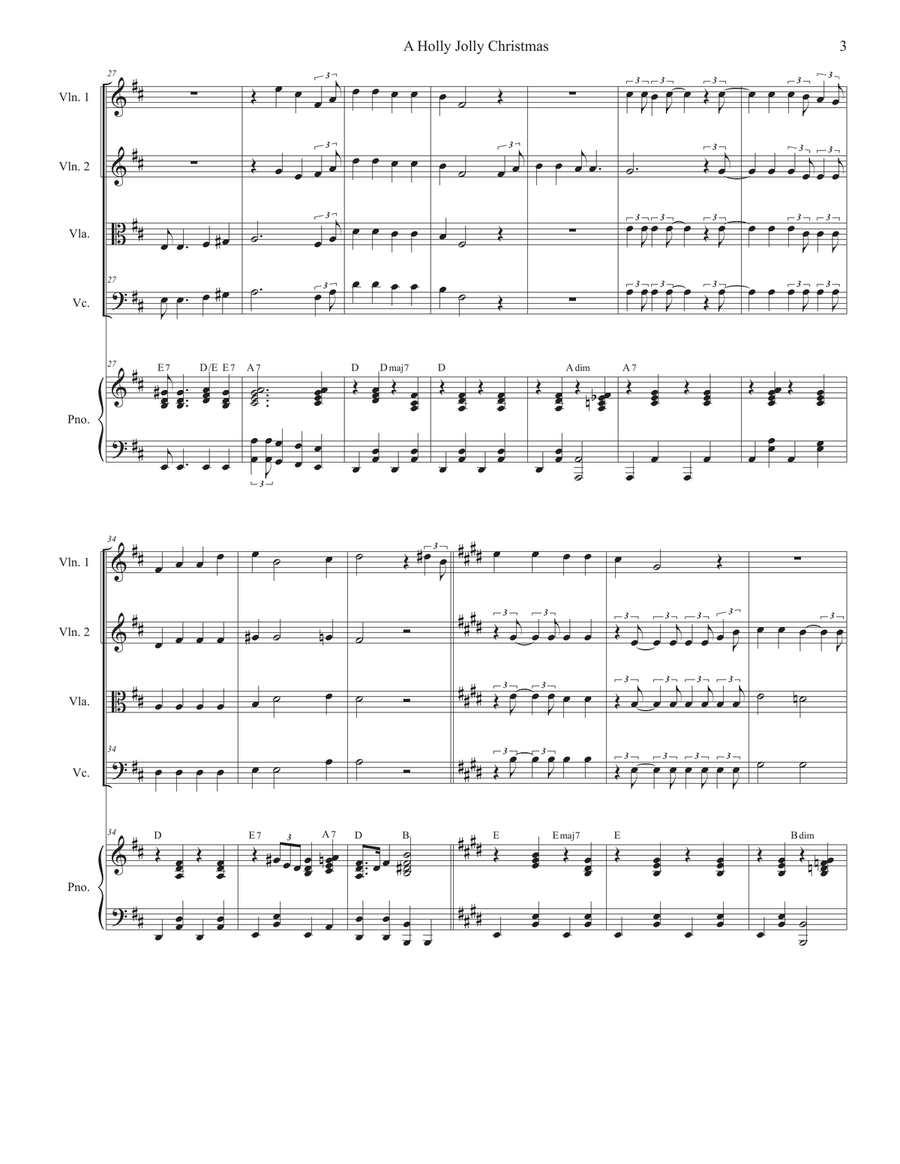 A Holly Jolly Christmas Piano Quintet scores gallery preview page 3