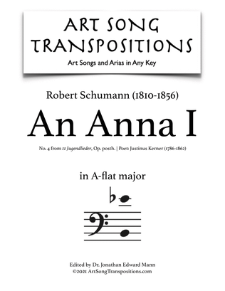 Book cover for SCHUMANN: An Anna I (transposed to A-flat major, bass clef)