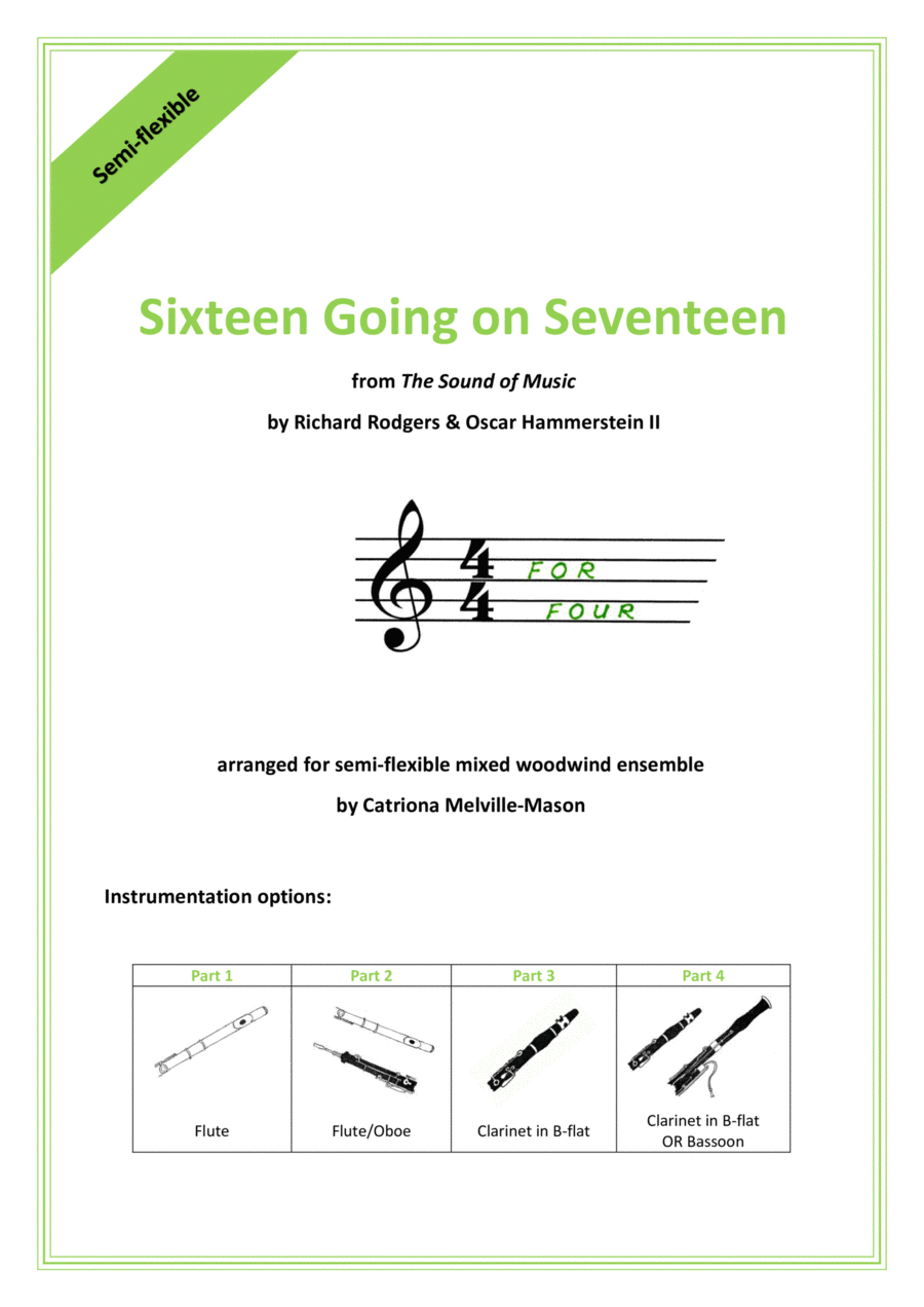 Sixteen Going On Seventeen Woodwind Quartet scores gallery preview page 1