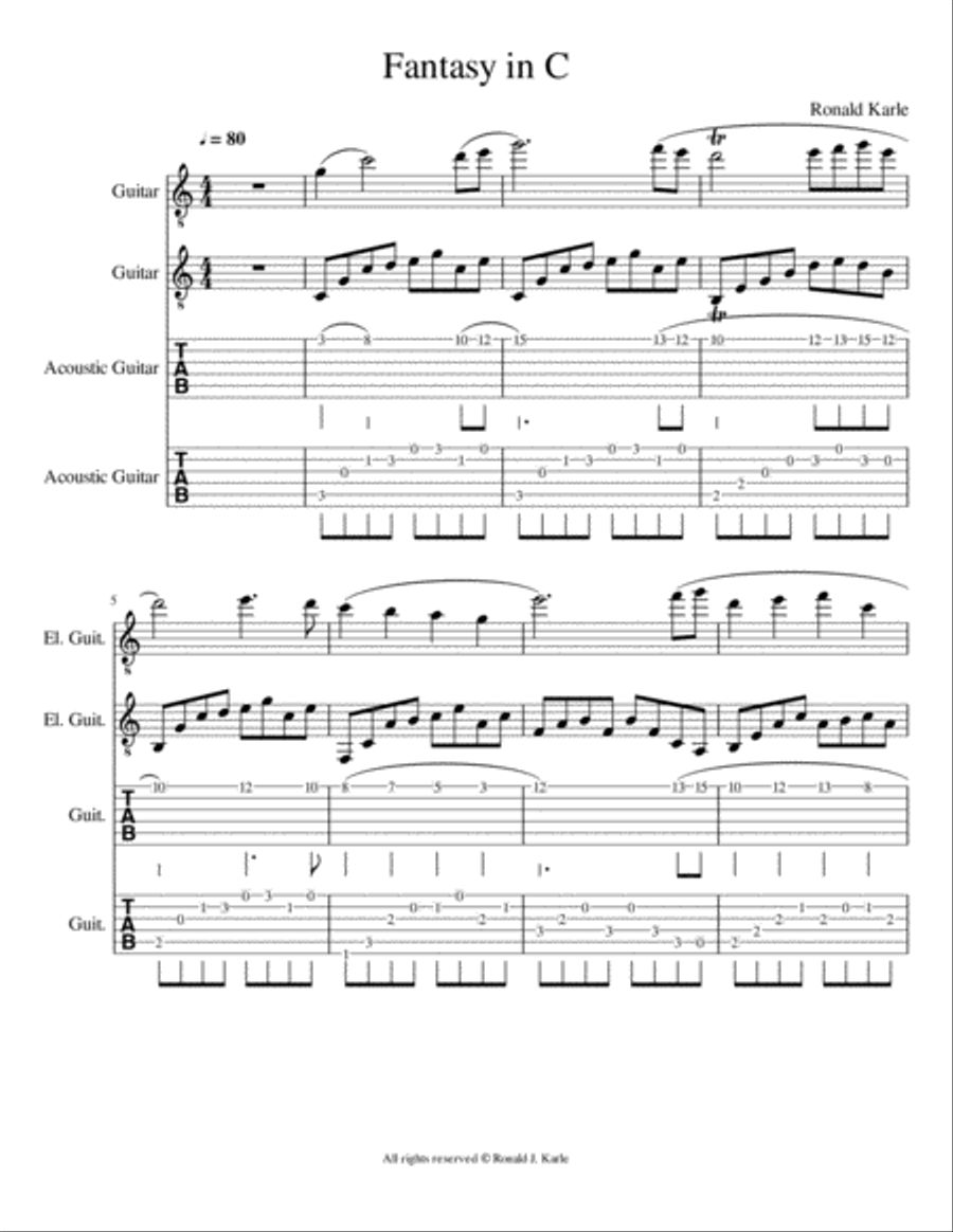 Fantasy in C Guitar Tablature scores gallery preview page 2