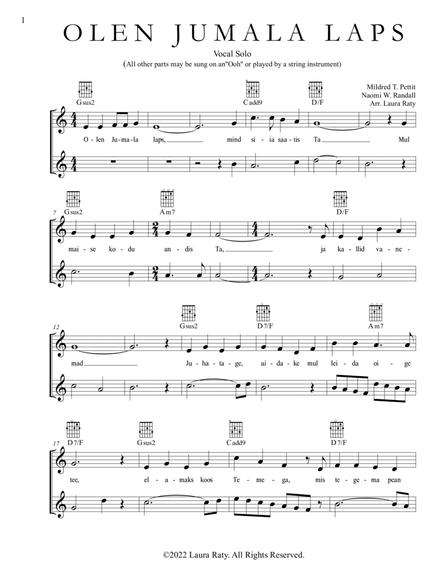 I am a Child of God (Olen Jumala Laps) Acoustic Guitar scores gallery preview page 1