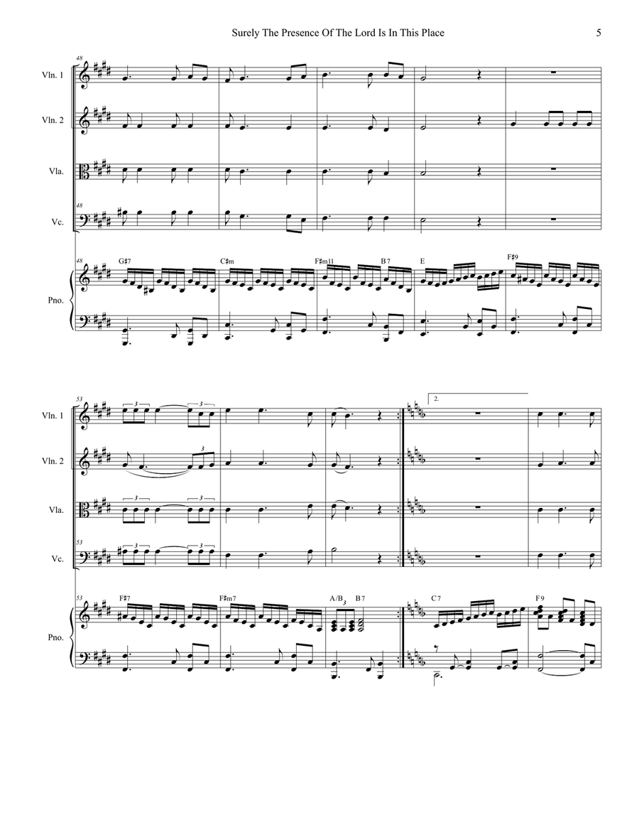 Surely The Presence Of The Lord Is In This Place String Quartet scores gallery preview page 5