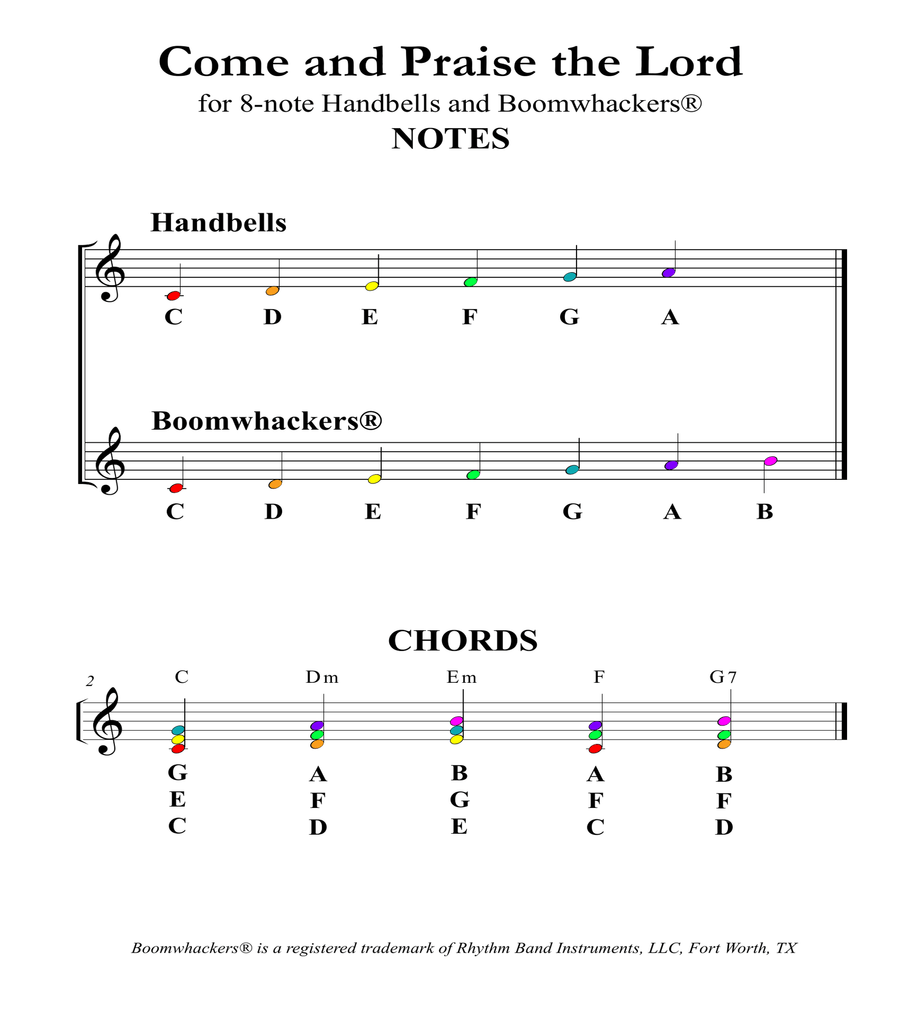 Ten Traditional Spirituals for 8-note Bells and Boomwhackers® (with Color Coded Notes) image number null