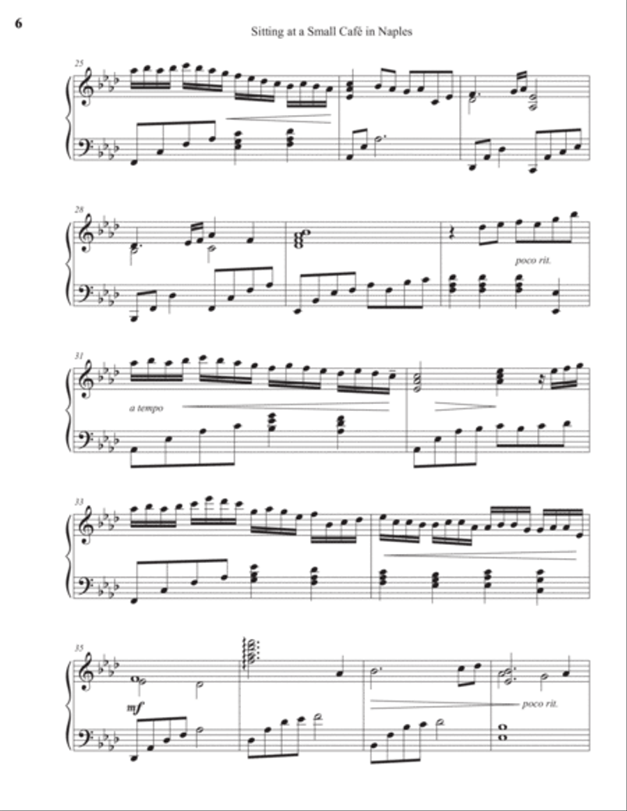Sitting at a Small Cafe in Naples Piano Solo scores gallery preview page 6