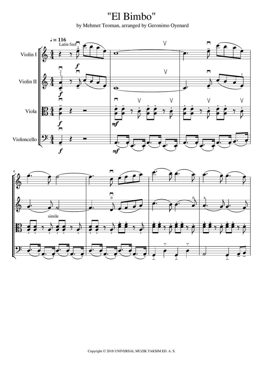 El Bimbo String Quartet scores gallery preview page 3