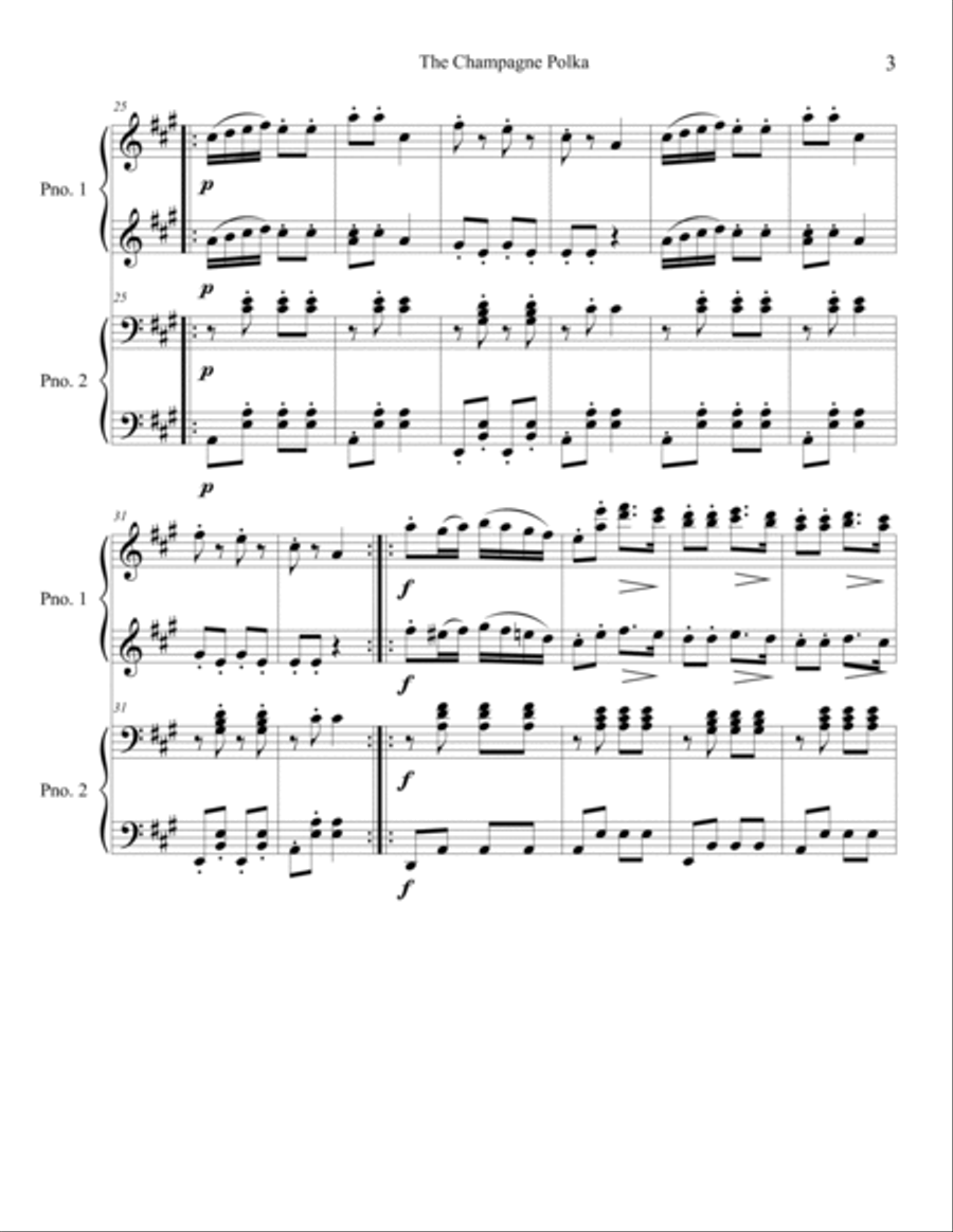 The Champange Polka for Piano Duo Piano Duet scores gallery preview page 3