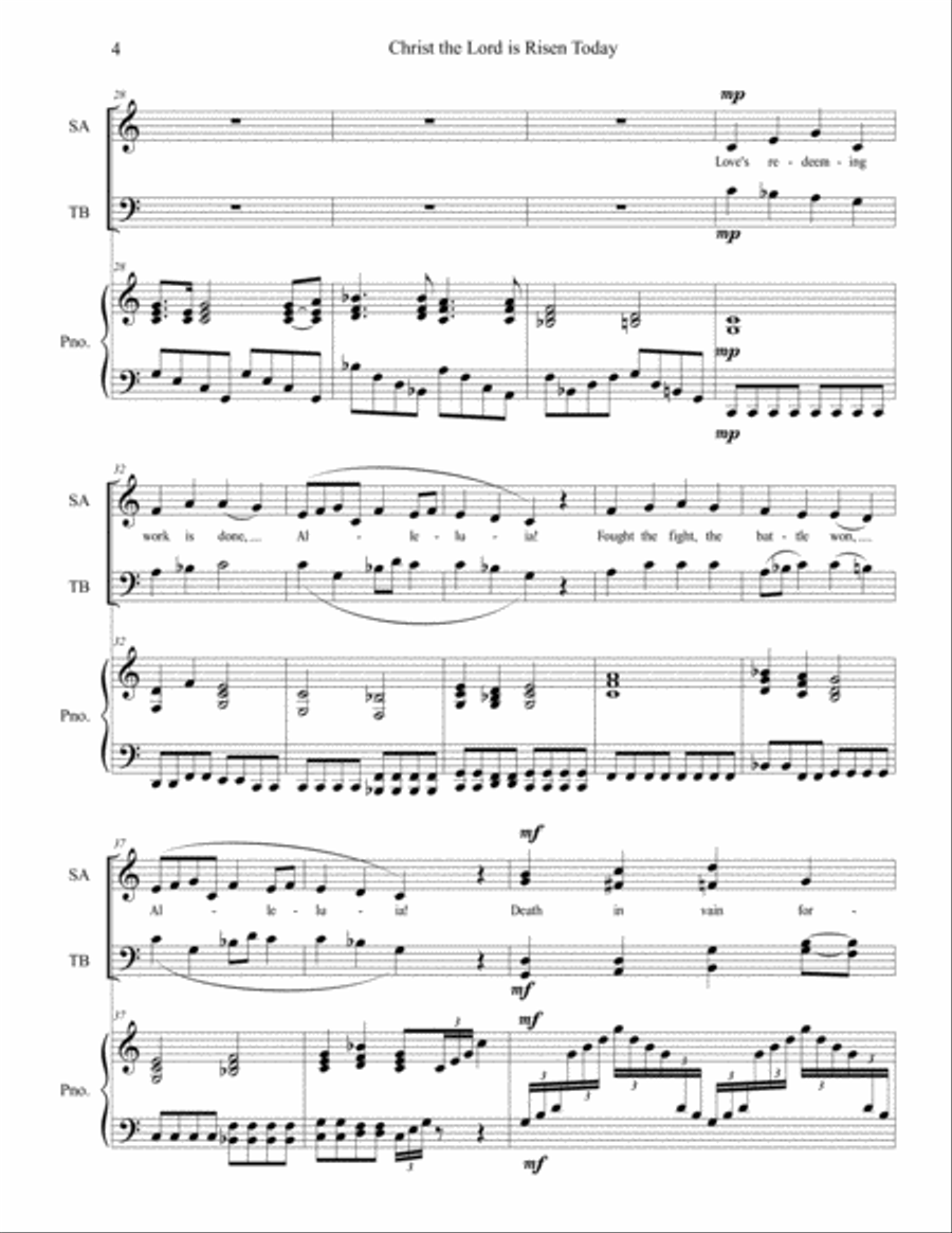 Christ The Lord is Risen Today 4-Part scores gallery preview page 4