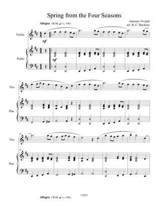 Spring from the Four Seasons (Violin Solo) with piano accompaniment