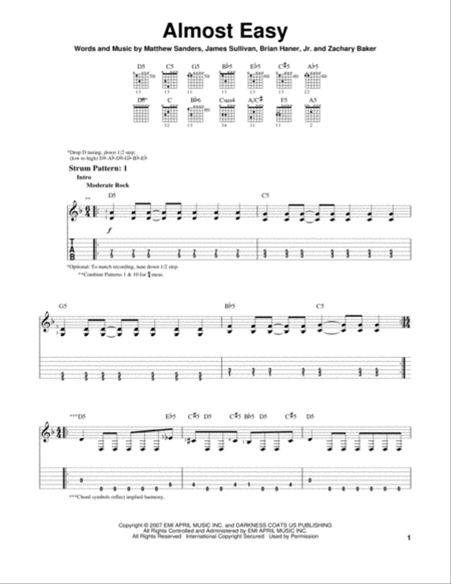 Almost Easy Acoustic Guitar scores gallery preview page 1