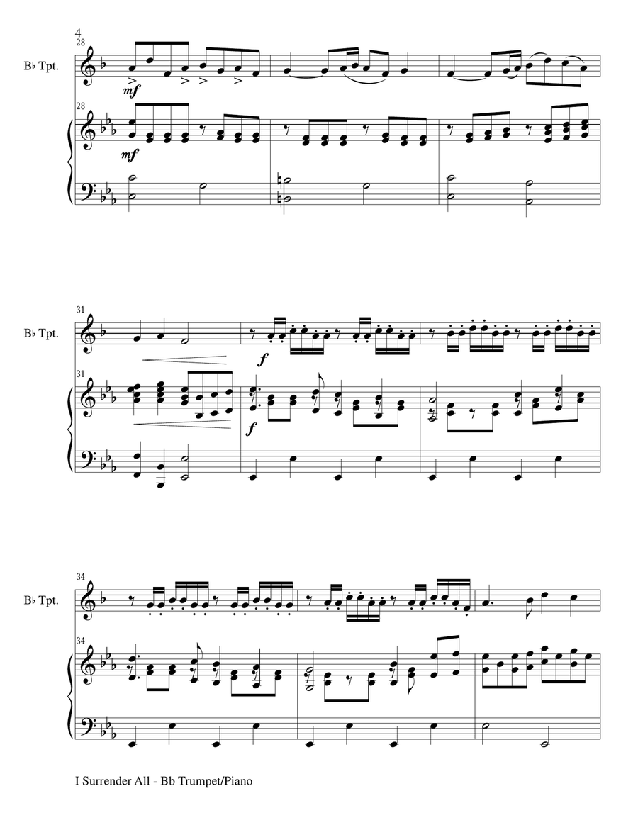 Gary Lanier: 3 BEAUTIFUL HYMNS (Duets for Bb Trumpet & Piano) Trumpet Duet scores gallery preview page 5