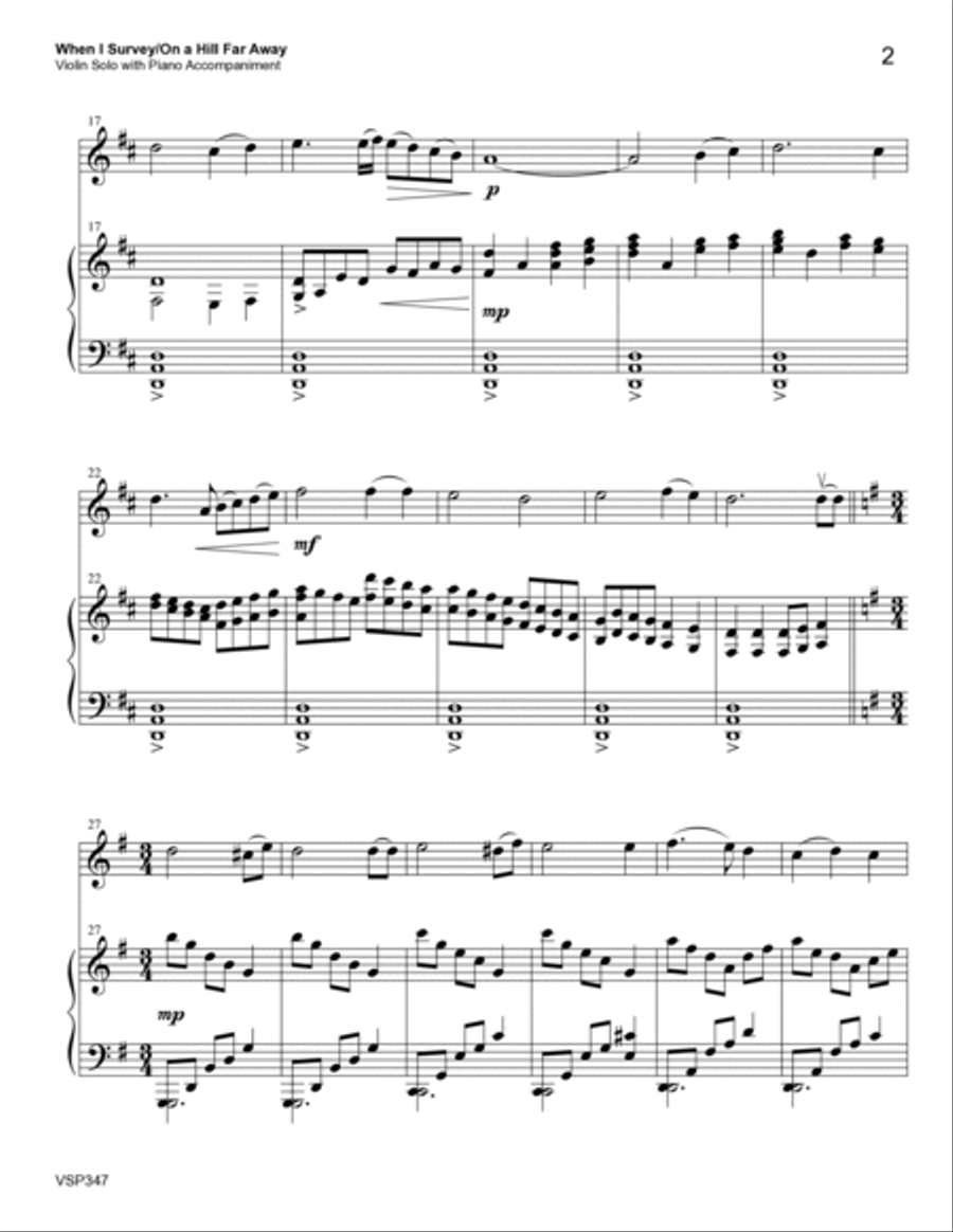 WHEN I SURVEY THE WONDROUS CROSS/ON A HILL FAR AWAY - Violin Solo with Piano accompaniment Violin Solo scores gallery preview page 2
