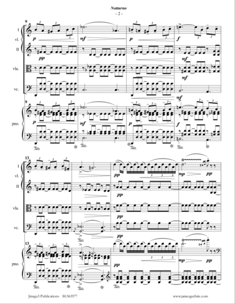 Grieg: Notturno Op. 54 No. 4 for Piano Quintet Piano Quintet scores gallery preview page 2