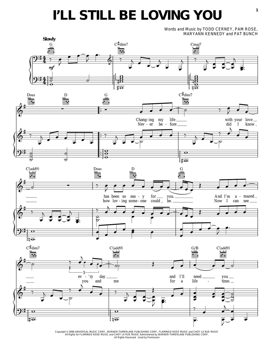 I'll Still Be Loving You Piano, Vocal, Guitar scores gallery preview page 1