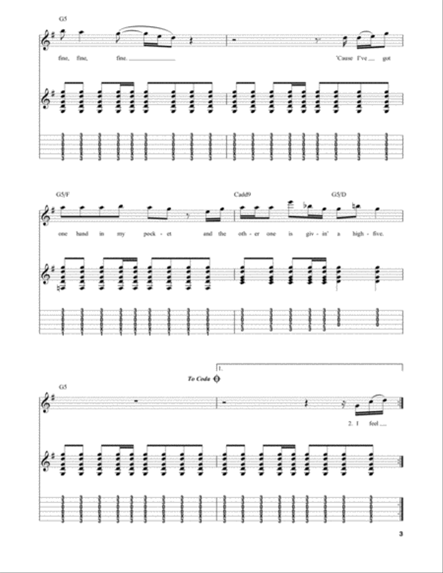 Hand In My Pocket Guitar Tablature scores gallery preview page 3