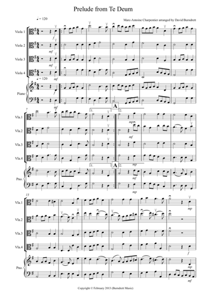 Prelude from Te Deum for Viola Quartet image number null