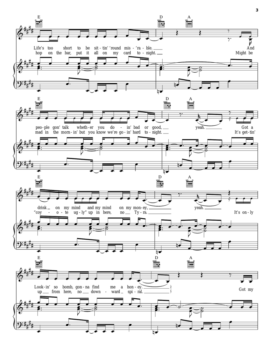 Cheers (Drink To That) Piano, Vocal, Guitar scores gallery preview page 3