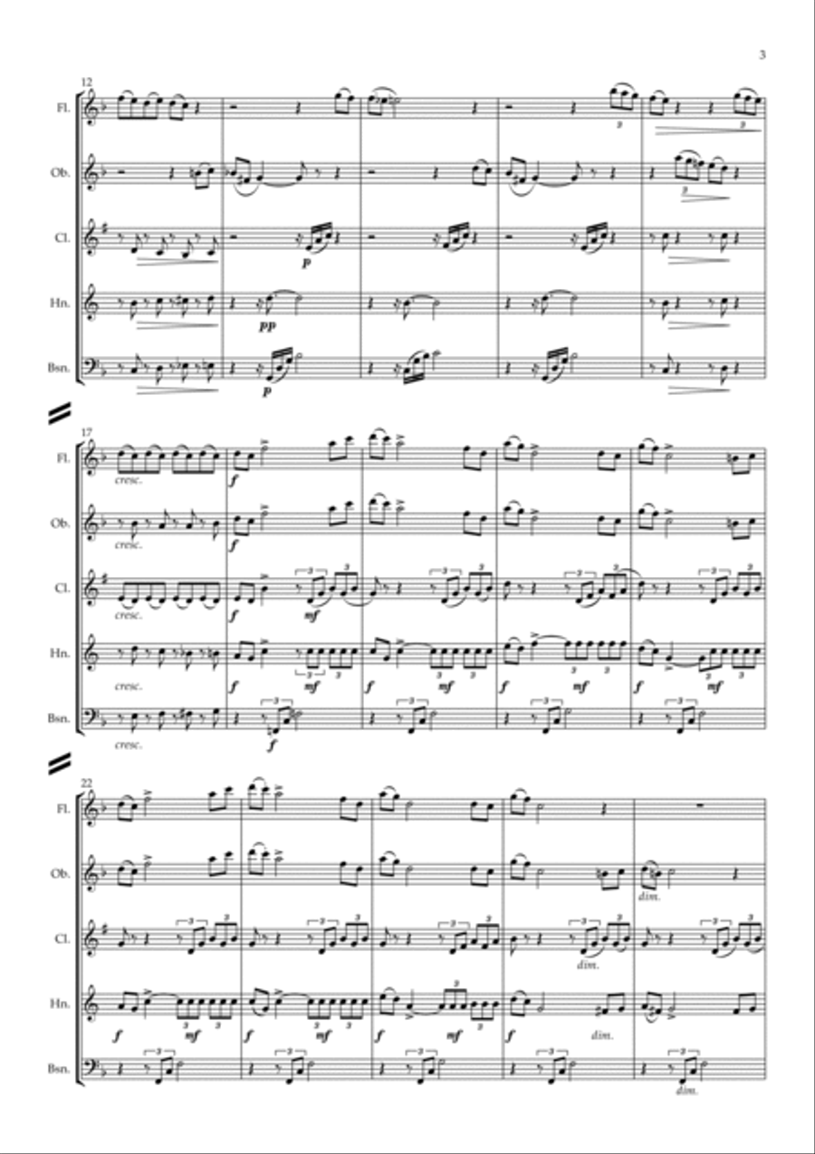 Tchaikovsky: The Seasons Op.37a No.11 November (Troika) - wind quintet Woodwind Quintet scores gallery preview page 3