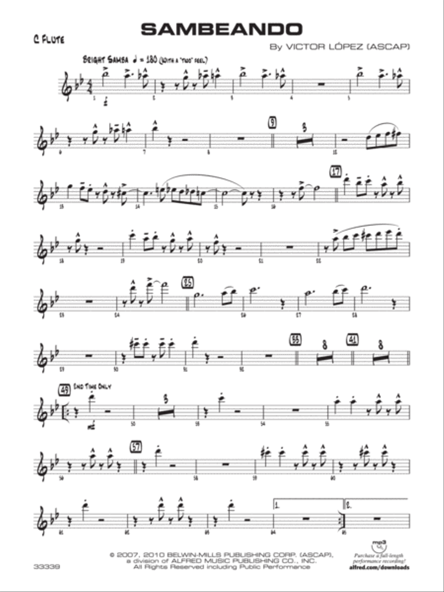 Sambeando: Flute Sambeando: Flute Jazz Ensemble scores gallery preview page 1