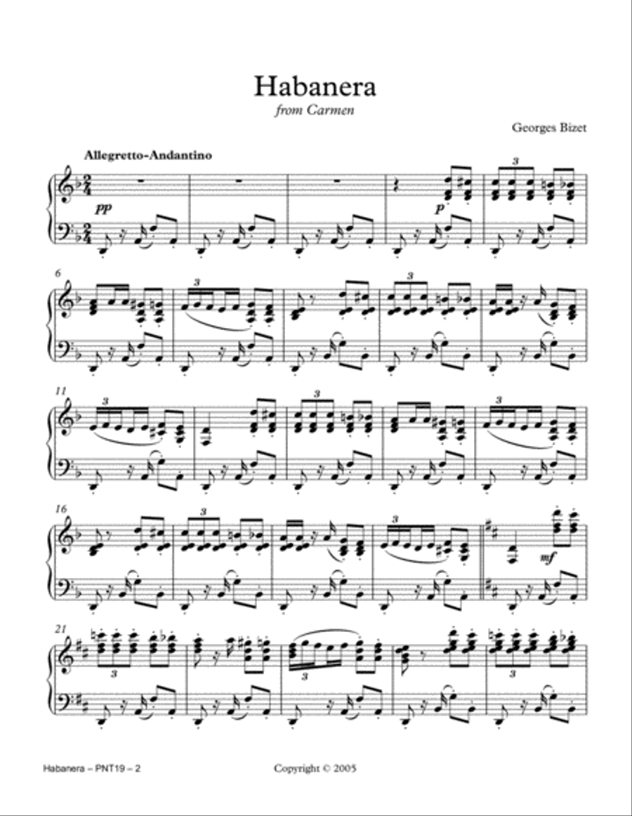 Habanera (from Carmen) Habanera (from Carmen) Piano Solo scores gallery preview page 2