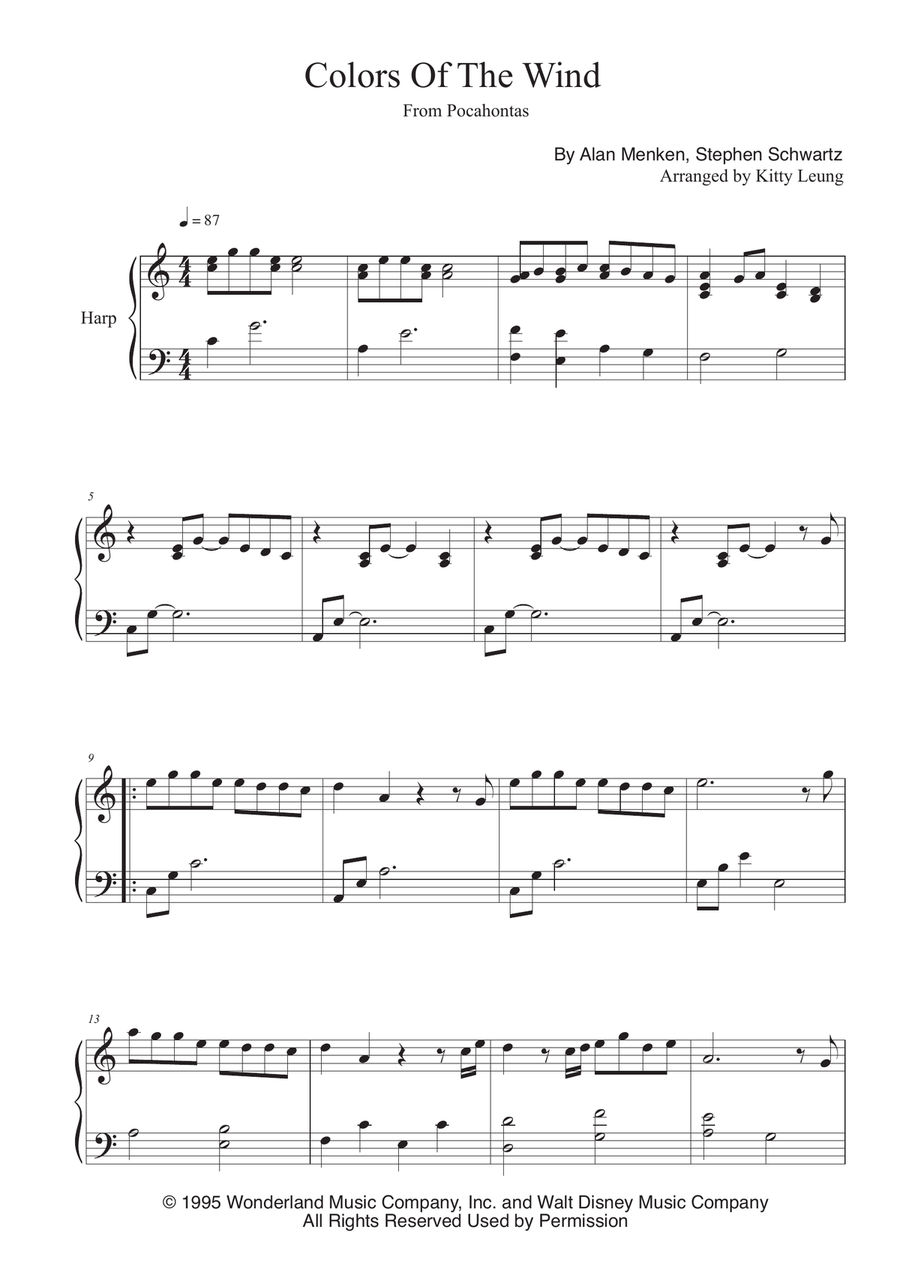 Colors Of The Wind Colors Of The Wind Harp scores gallery preview page 2