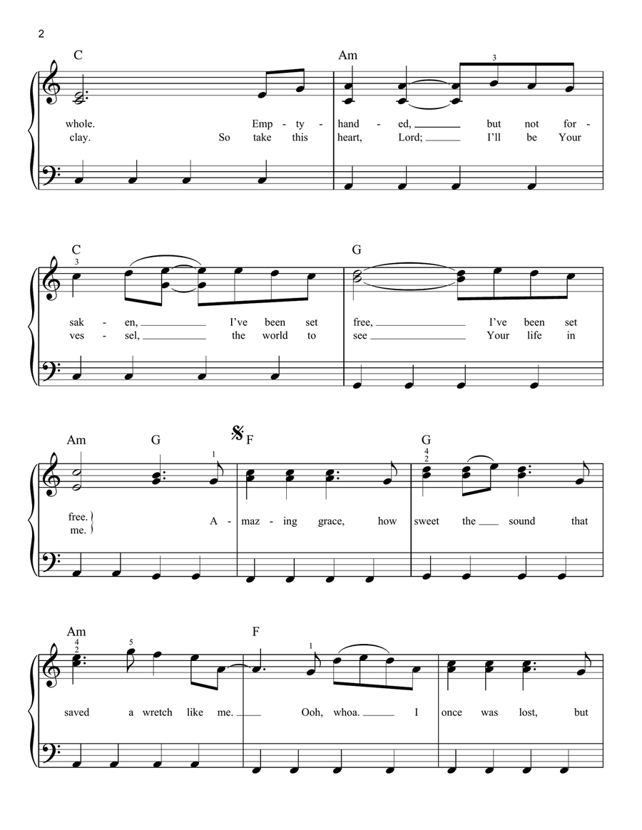 Broken Vessels (Amazing Grace) Easy Piano scores gallery preview page 2
