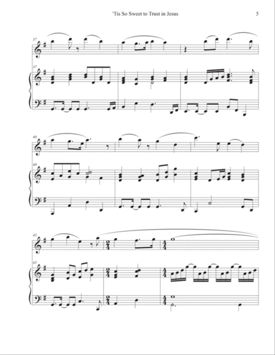 'Tis So Sweet to Trust in Jesus (Flute-Piano) 'Tis So Sweet to Trust in Jesus (Flute-Piano) Flute Solo scores gallery preview page 5