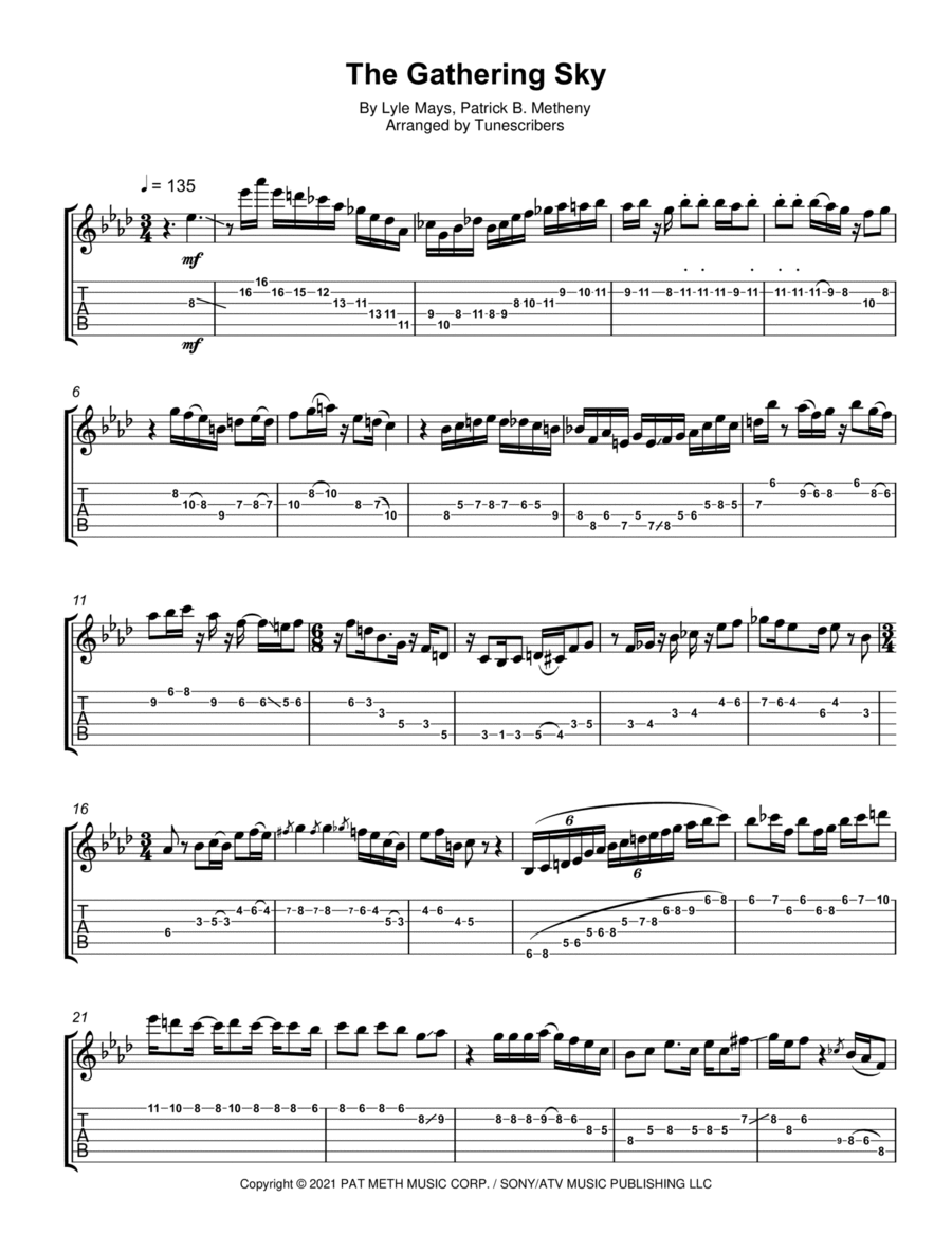 The Gathering Sky The Gathering Sky Electric Guitar scores gallery preview page 1