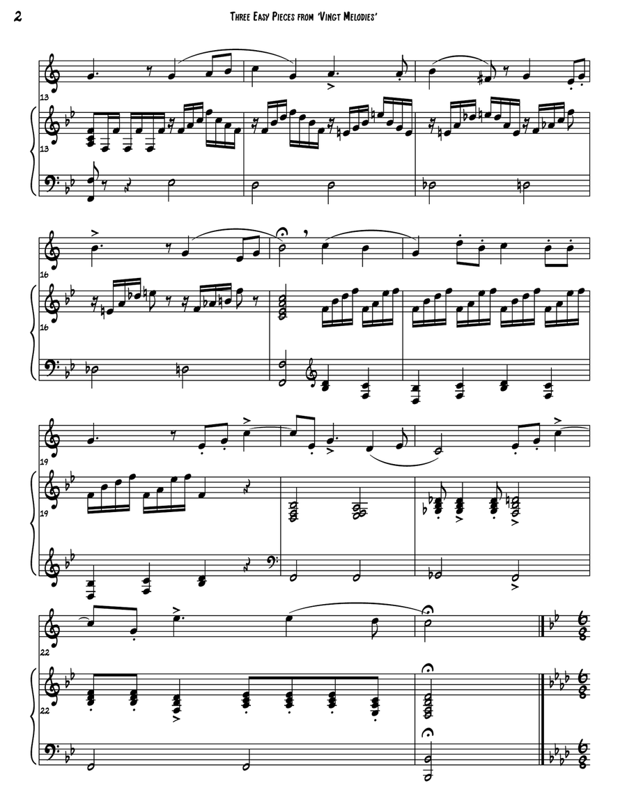 Three Easy Pieces from 'Vingt Melodies