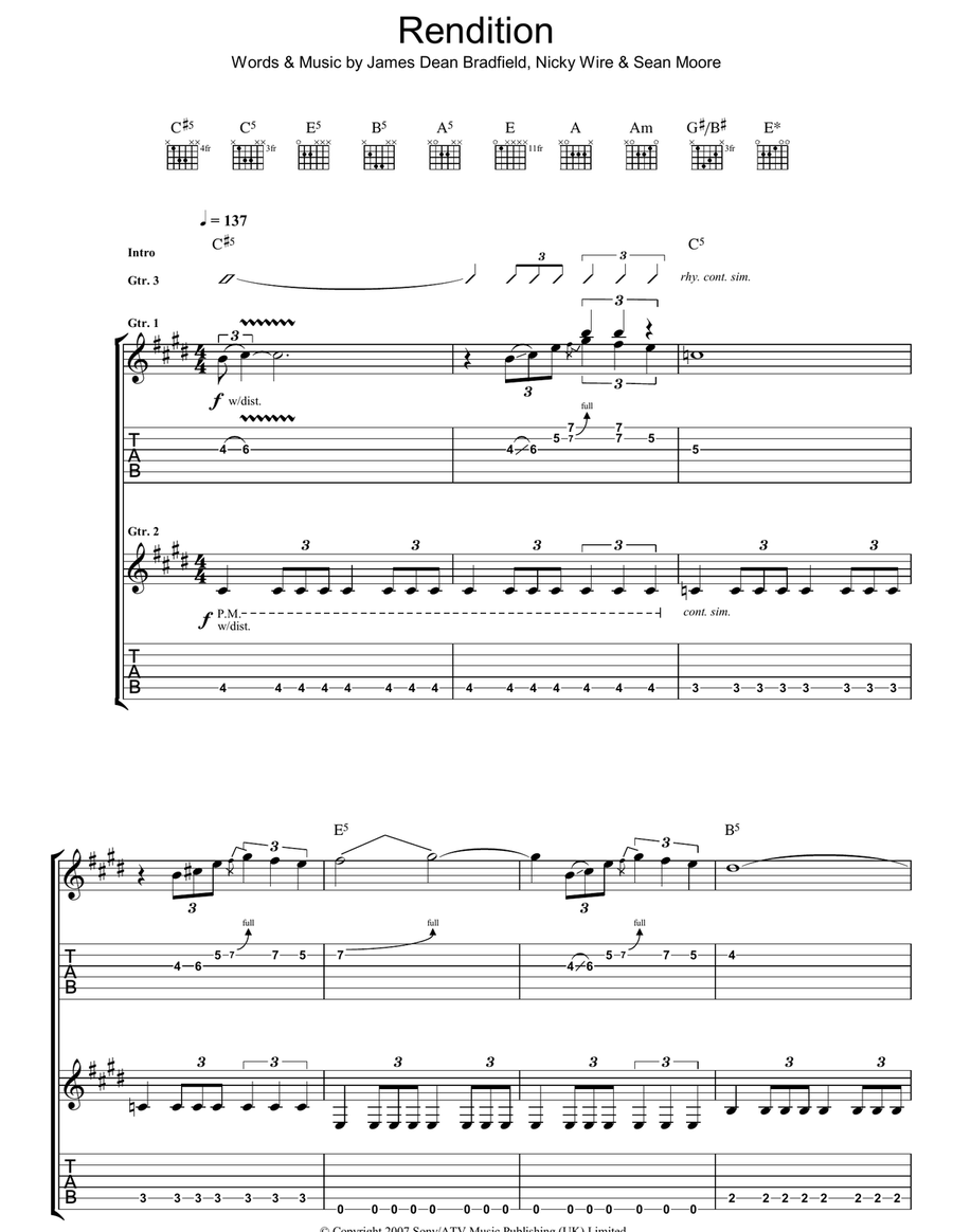 Rendition Guitar Tablature scores gallery preview page 1