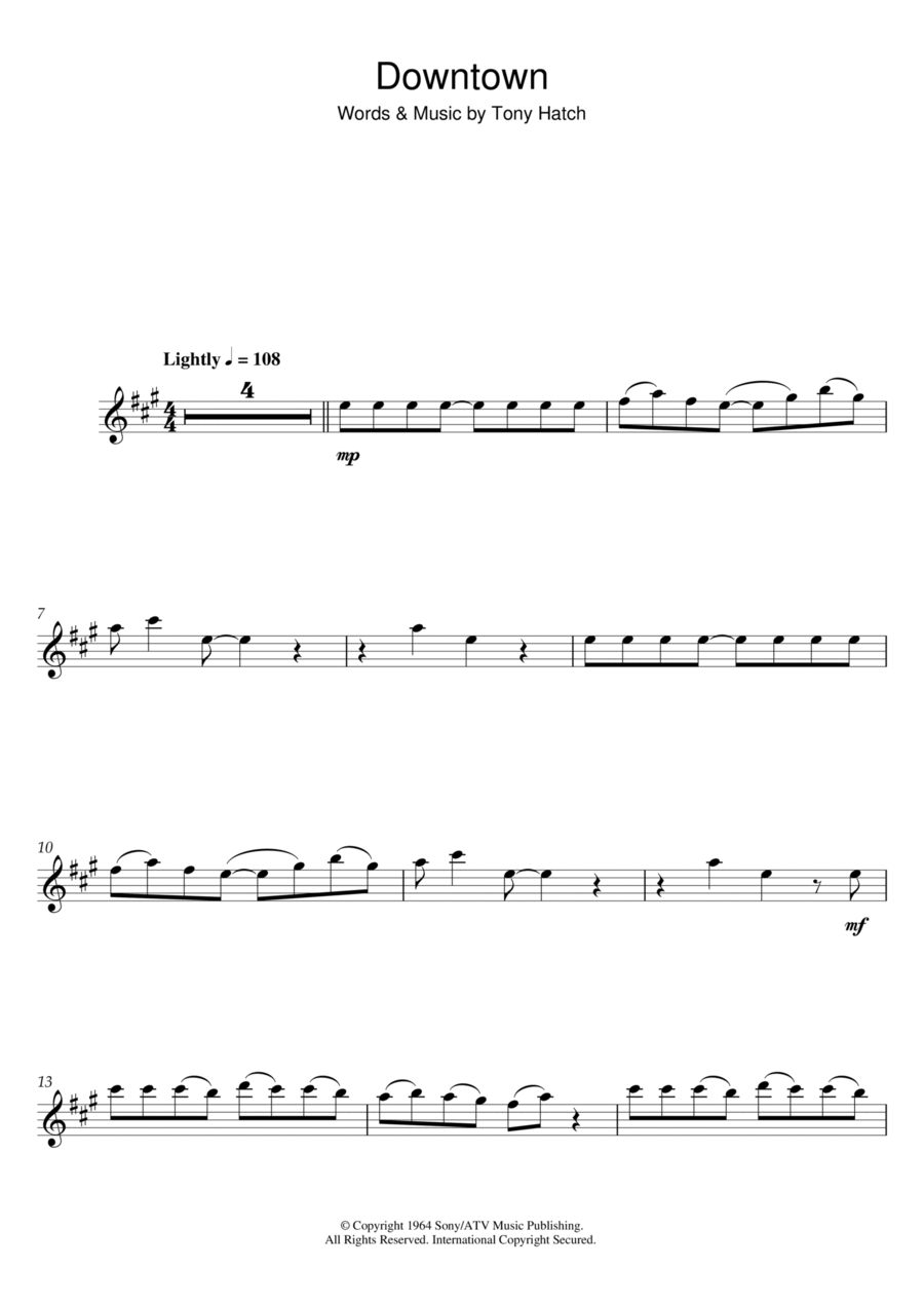 Downtown Downtown Flute Solo scores gallery preview page 1