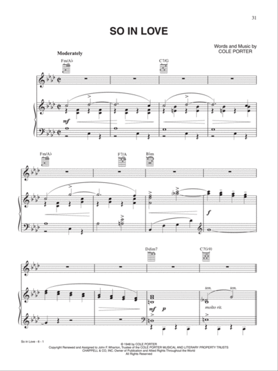 So In Love Piano, Vocal, Guitar scores gallery preview page 1