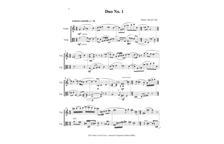 [Van de Vate] Six Duos for Violin and Viola