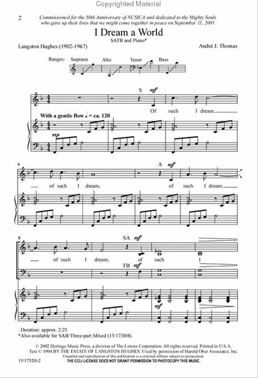 I Dream a World 4-Part scores gallery preview page 2